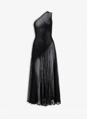 Black Women's Alaia Asymmetrical Twisted Dress Canada | C2W-4754