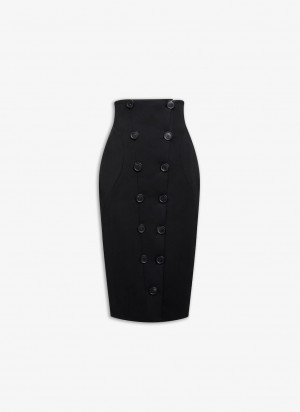 Black Women's Alaia Button Skirts Canada | R8C-4217