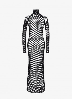 Black Women's Alaia Cage Knit Tube Dress Canada | D9L-3695