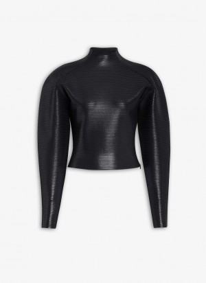 Black Women's Alaia Coated Jumper Sweaters Canada | S9V-5410