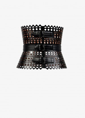 Black Women's Alaia Corset Belts Canada | R2T-0092