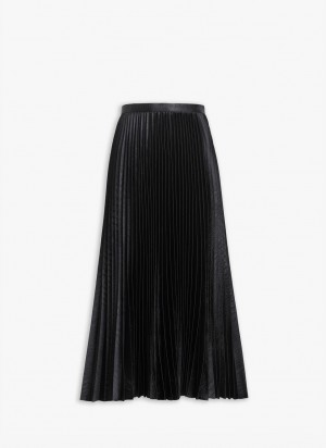 Black Women's Alaia Crocodile Satin Midi Skirts Canada | S3O-3706