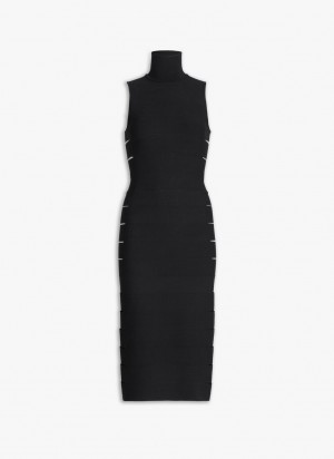 Black Women's Alaia Knit Band Dress Canada | T2S-6049