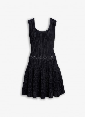 Black Women's Alaia Knit Skater Dress Canada | M7Y-3417