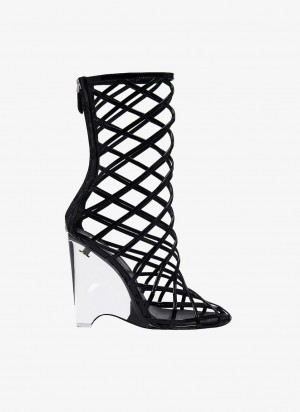 Black Women's Alaia La Cage Wedge Boots Canada | W0A-1455