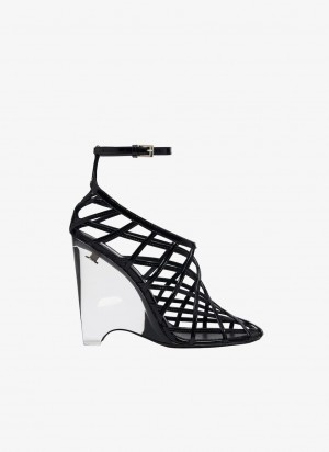 Black Women's Alaia La Cage Wedge Pumps Canada | W9C-8119