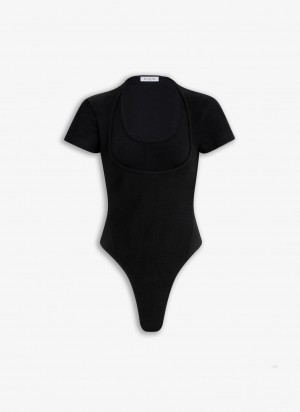 Black Women's Alaia Neckline Body Bodysuits Canada | C2U-6144