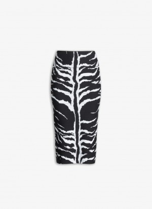 Black Women's Alaia Pencil Animal Knit Skirts Canada | L4X-3330