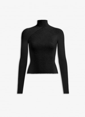 Black Women's Alaia Rib Knit Jumper Sweaters Canada | Y1V-8924