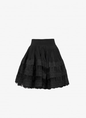 Black Women's Alaia Shiny Crinoline Skirts Canada | R6Z-8682