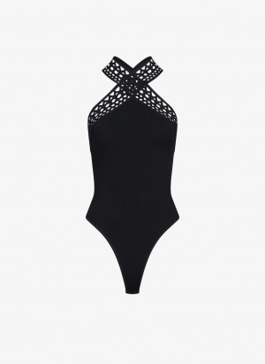 Black Women's Alaia Vienne Cross Body Bodysuits Canada | P5M-7060