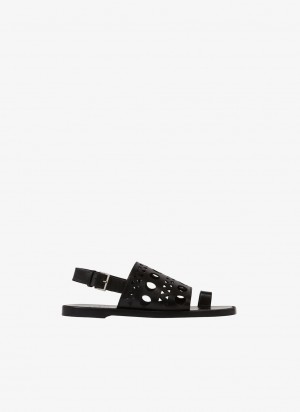 Black Women's Alaia Vienne Flat Sandals Canada | T6Y-3492