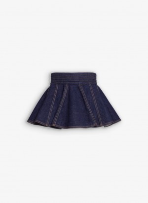 Blue Women's Alaia Brut Denim Belt Skirts Canada | S2Y-8301