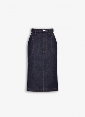 Blue Women's Alaia Pencil Denim Skirts Canada | J7I-9596