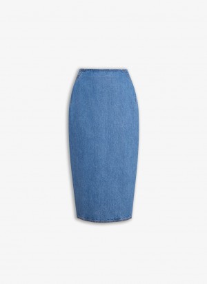 Blue Women's Alaia Pencil Denim Skirts Canada | Z9E-4923