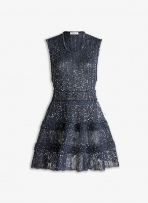 Blue Women's Alaia Sequin Crinoline Dress Canada | W4F-8169