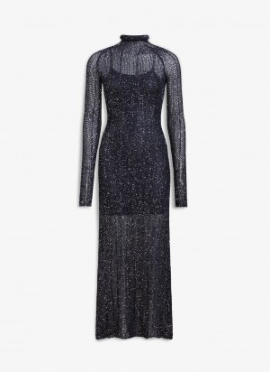 Blue Women's Alaia Sequin Highneck Dress Canada | S3G-5074