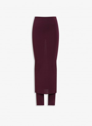 Burgundy Women's Alaia Fluid Skirts Pants Canada | E3P-6275