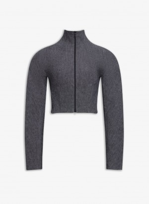 Gray Women's Alaia Highneck Cropped Jackets Canada | Q1K-5012