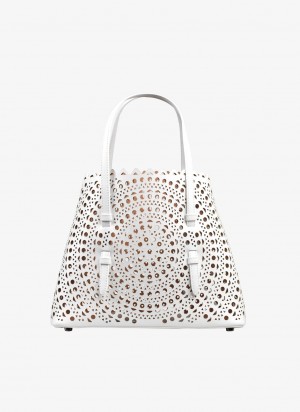 Optic White Women's Alaia Mina 25 Tote Bags Canada | W5R-9397