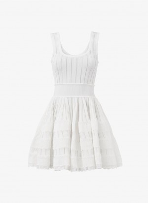 Optic White Women's Alaia Shiny Crinoline Dress Canada | L9D-4840