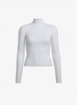 White Women's Alaia Rib Knit Jumper Sweaters Canada | H6C-7304