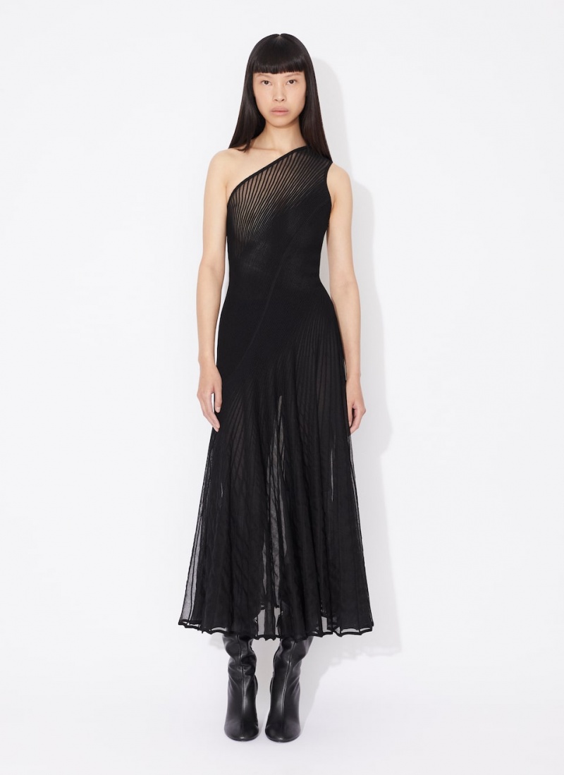 Black Women's Alaia Asymmetrical Twisted Dress Canada | C2W-4754