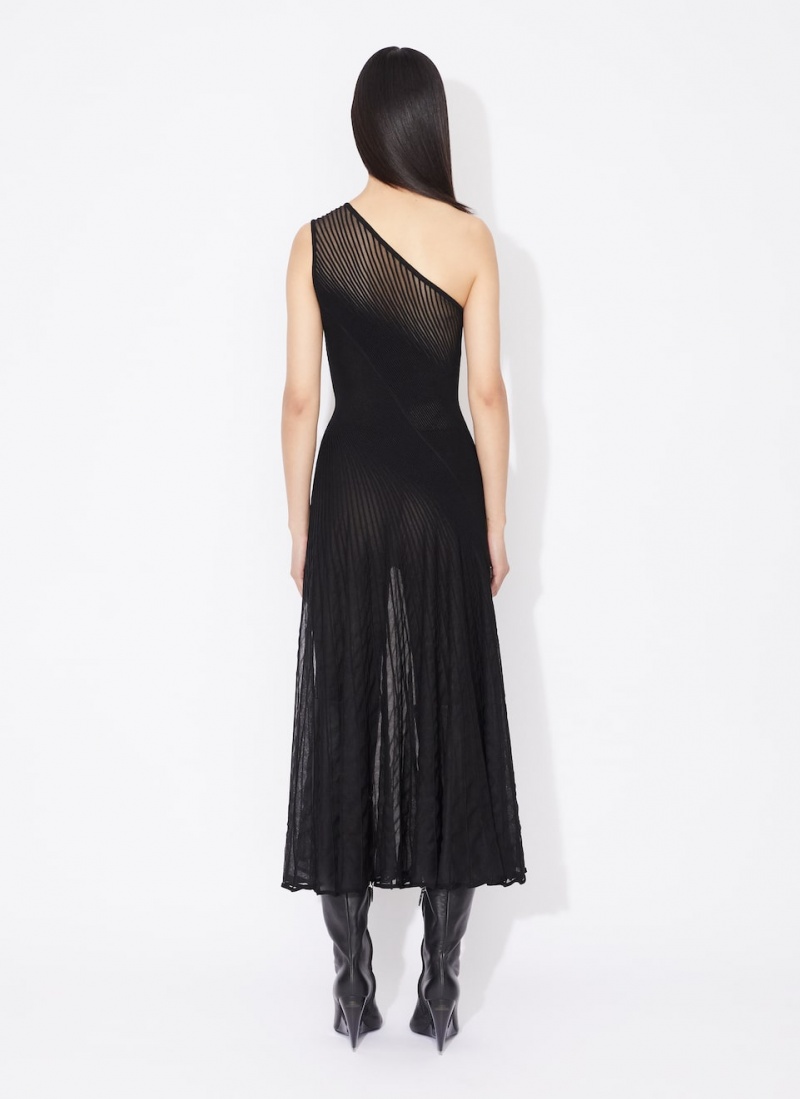 Black Women's Alaia Asymmetrical Twisted Dress Canada | C2W-4754