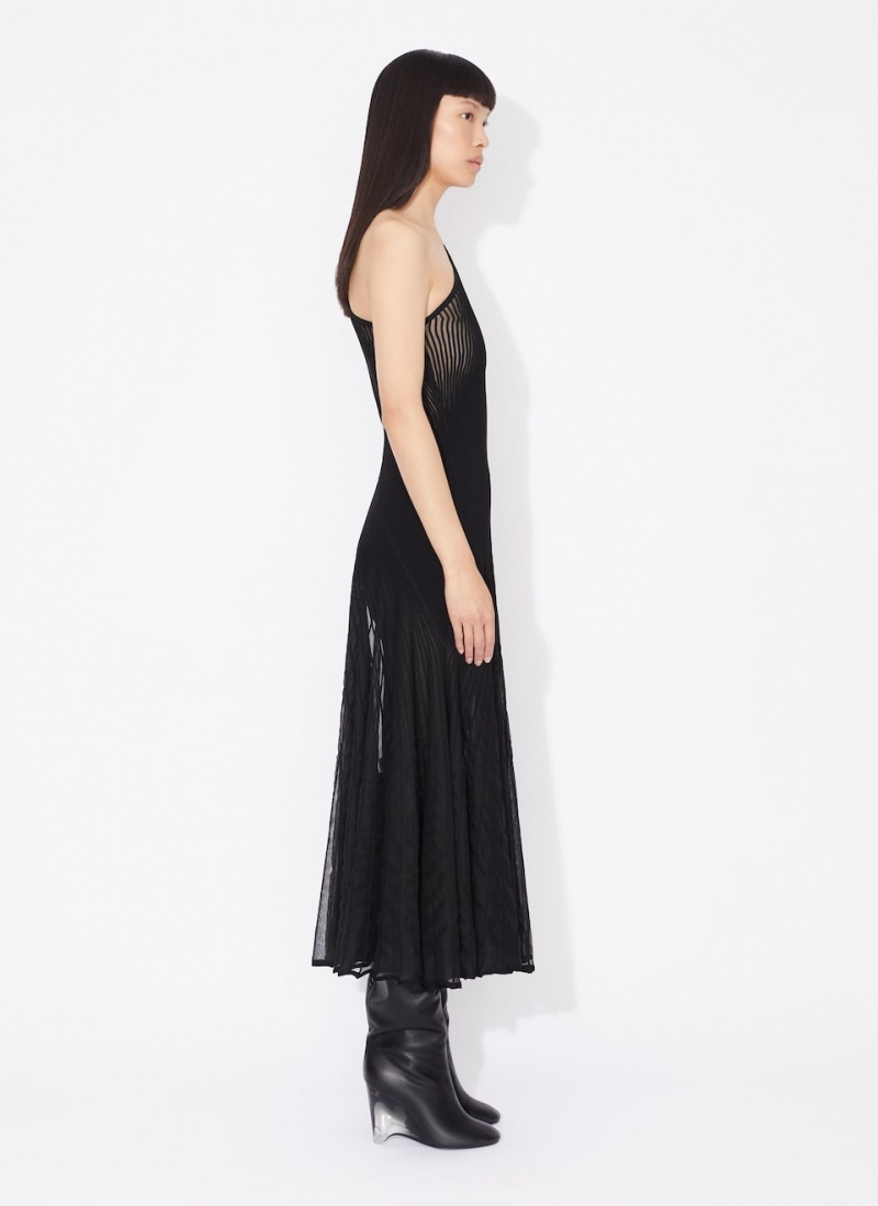 Black Women's Alaia Asymmetrical Twisted Dress Canada | C2W-4754