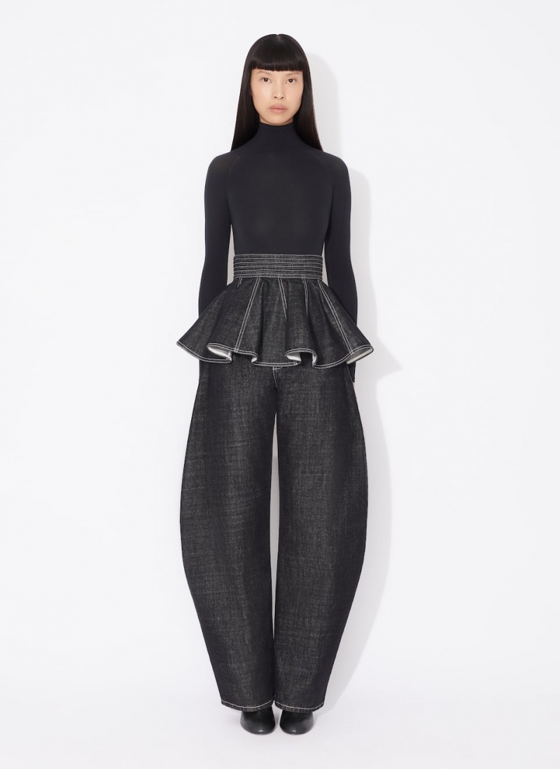 Black Women's Alaia Black Denim Belt Skirts Canada | E3S-5942