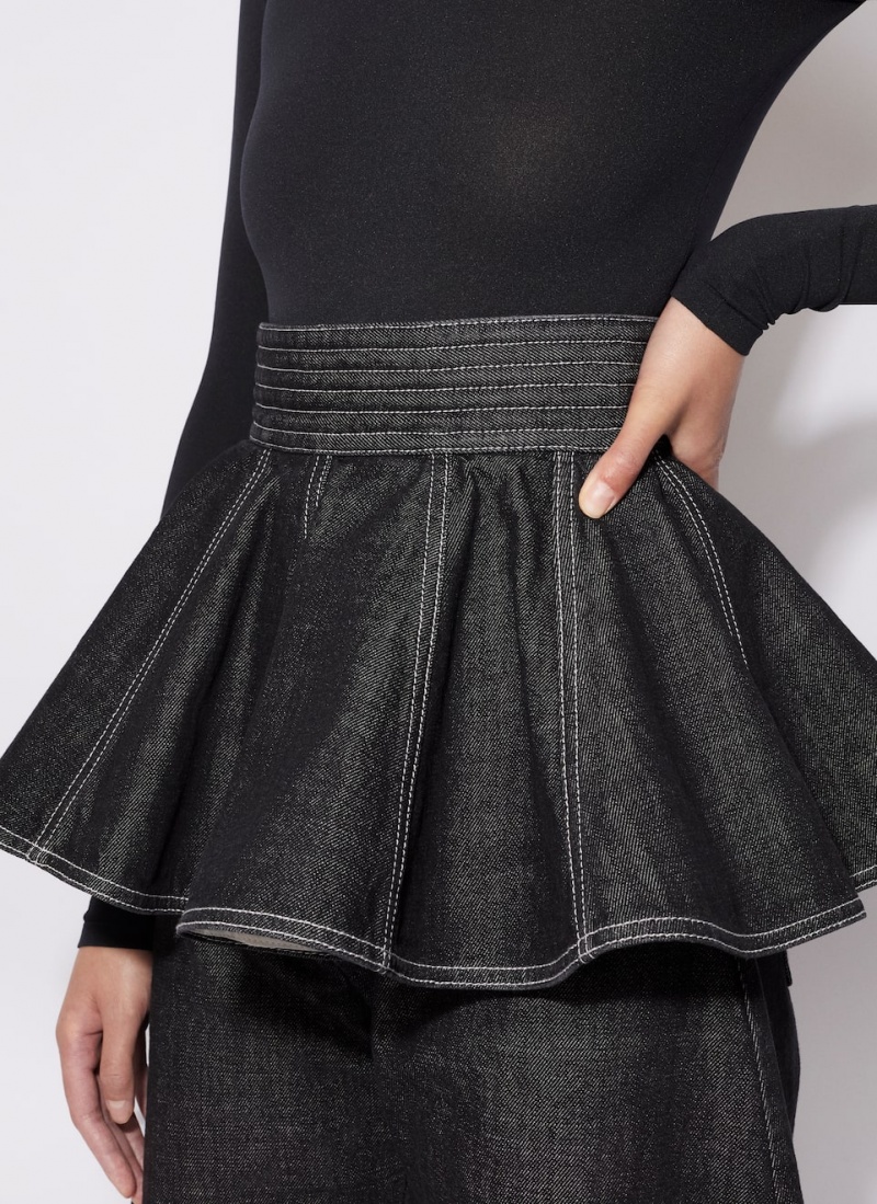 Black Women's Alaia Black Denim Belt Skirts Canada | L2M-9328