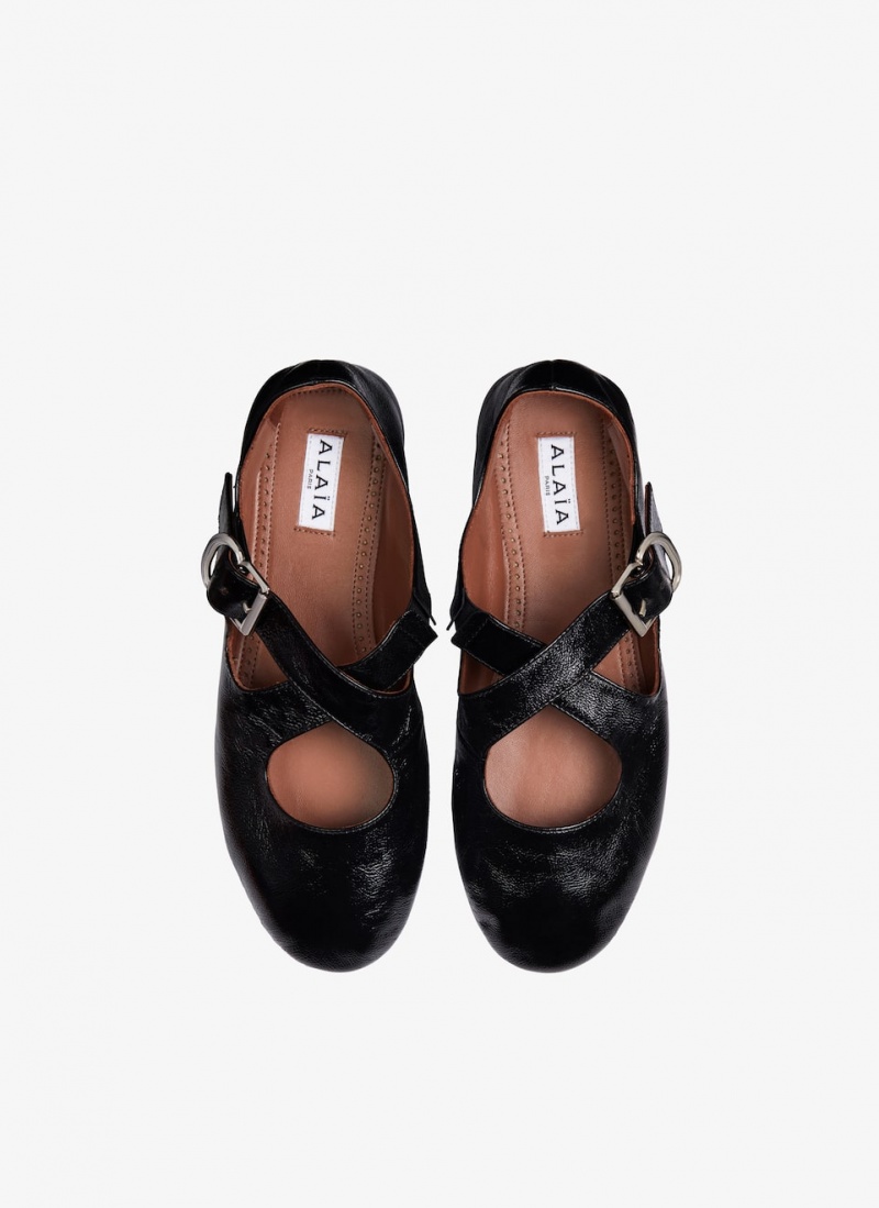 Black Women's Alaia Criss Cross Ballet Flats Canada | N1M-2055