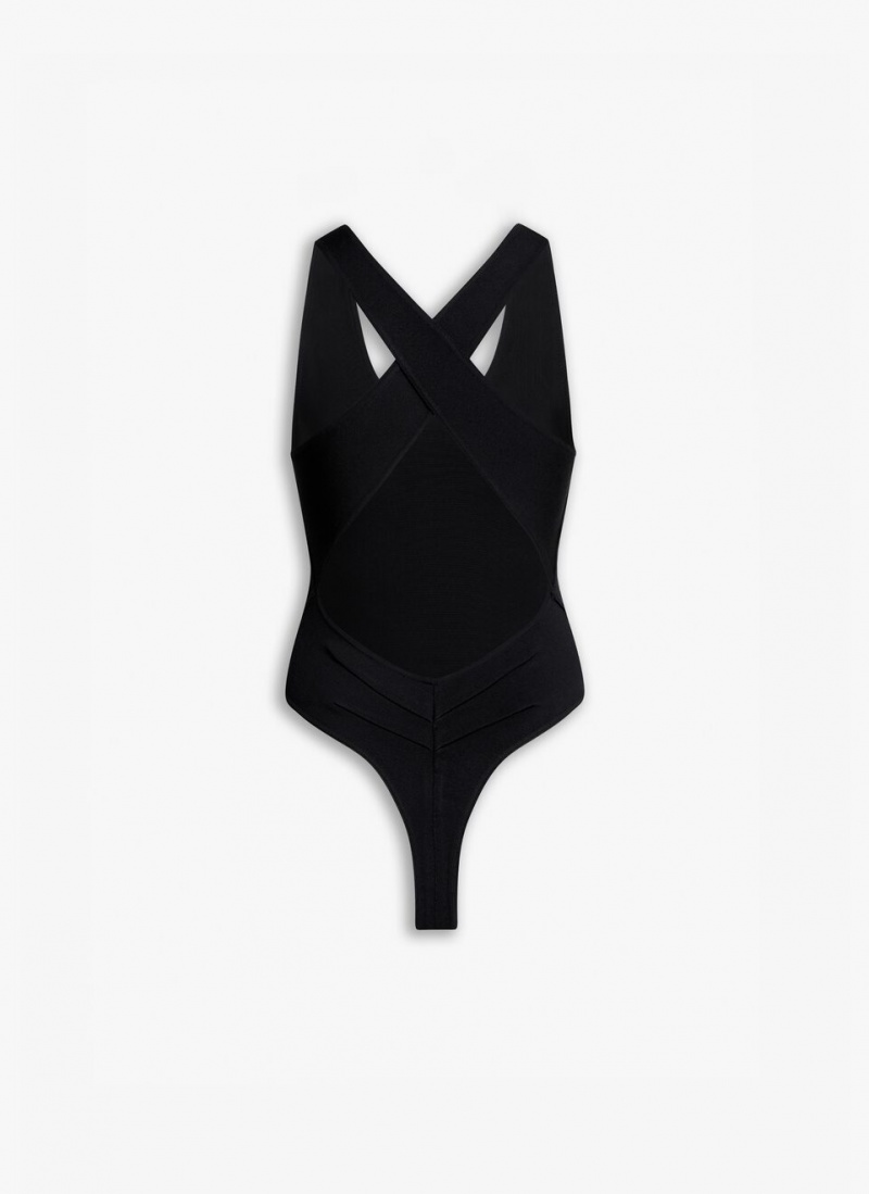 Black Women's Alaia Crossback Body Bodysuits Canada | E8I-6602