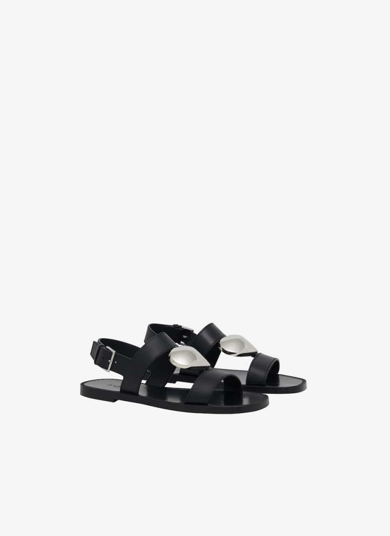 Black Women's Alaia Flat Le Cœur Sandals Canada | V4N-6833