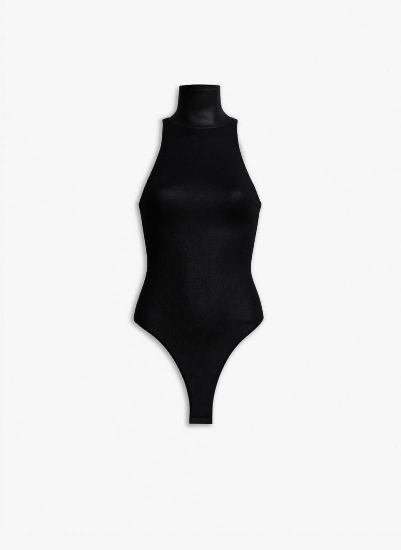 Black Women\'s Alaia High Neck Coated Body Bodysuits Canada | E5S-7333