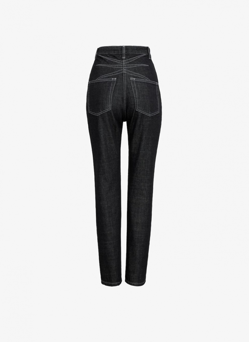 Black Women's Alaia High Waist Denim Pants Canada | R9A-9328