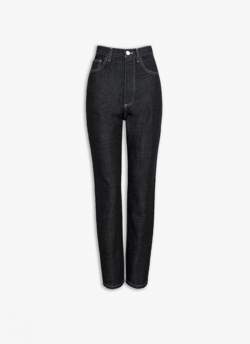 Black Women\'s Alaia High Waist Denim Pants Canada | R9A-9328