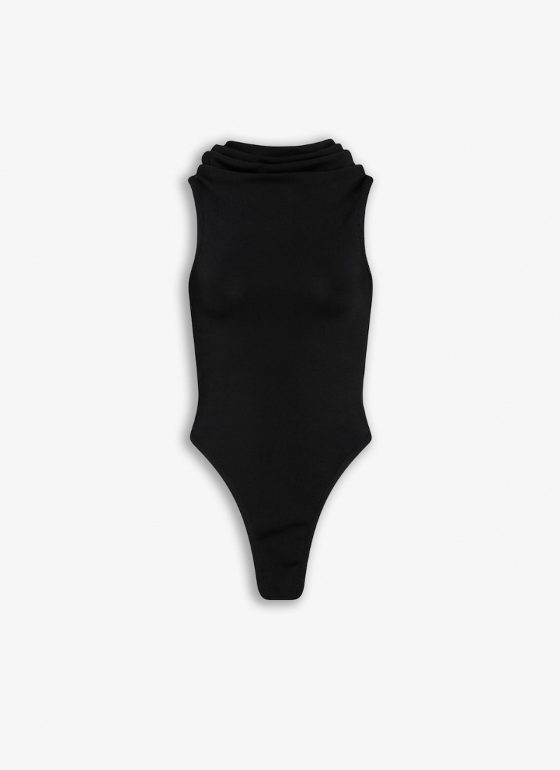 Black Women\'s Alaia Hooded Stretch Body Bodysuits Canada | V6M-6923