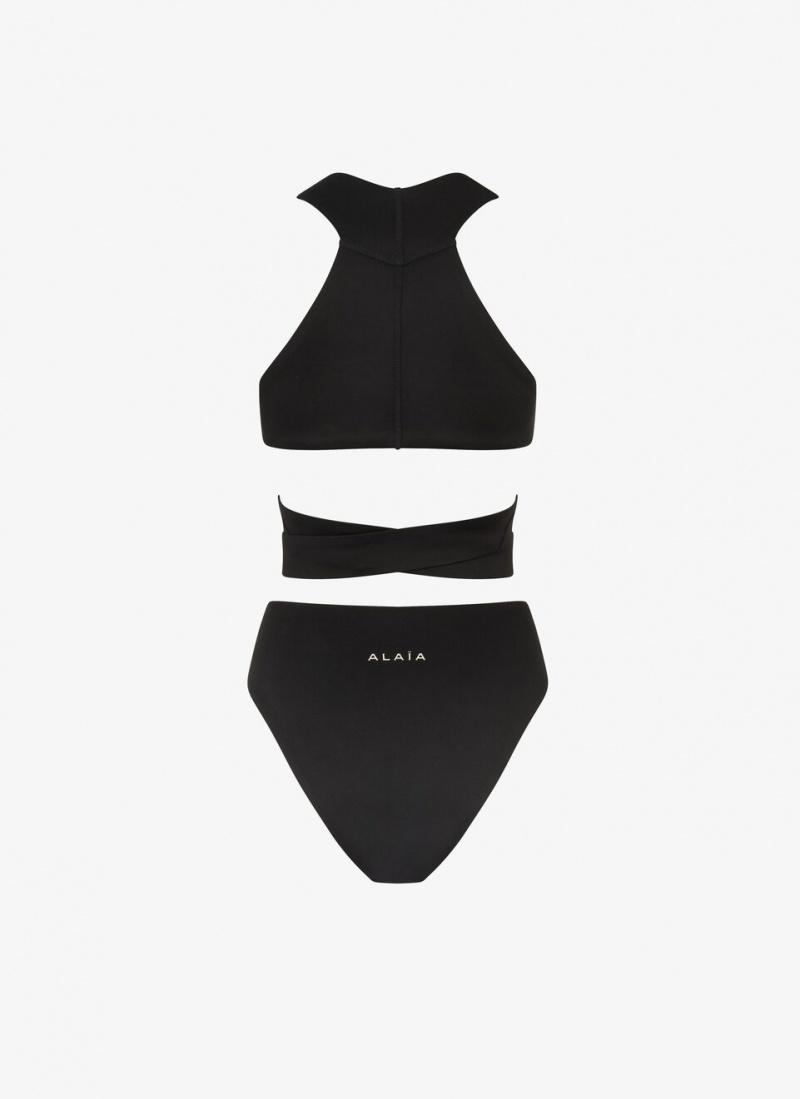 Black Women's Alaia Jersey Bikini Swimwear Canada | K4Y-3740