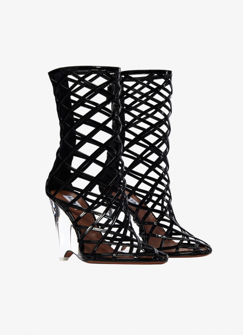 Black Women's Alaia La Cage Wedge Boots Canada | W0A-1455