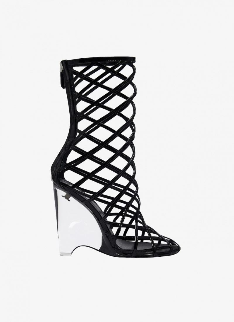 Black Women\'s Alaia La Cage Wedge Boots Canada | W0A-1455