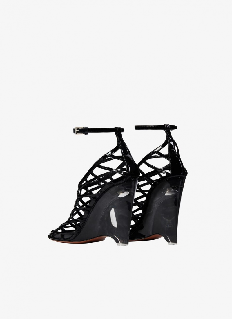 Black Women's Alaia La Cage Wedge Pumps Canada | W9C-8119