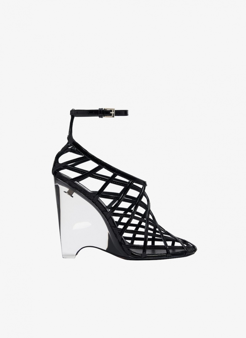 Black Women\'s Alaia La Cage Wedge Pumps Canada | W9C-8119