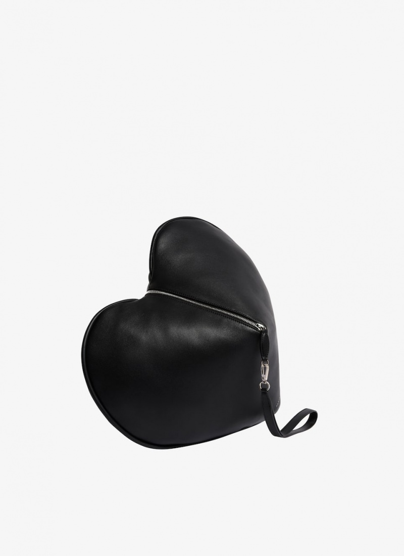 Black Women's Alaia Le Coeur Soft Pouch Clutch Bags Canada | V7P-8942