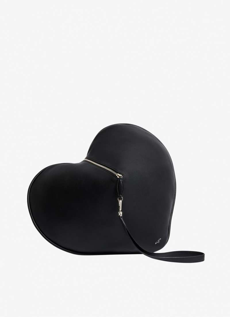 Black Women\'s Alaia Le Coeur Soft Pouch Clutch Bags Canada | V7P-8942