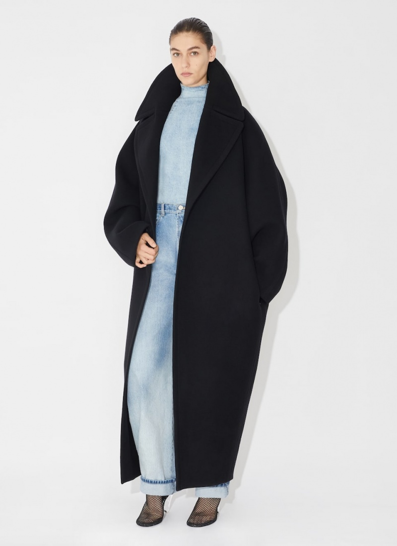 Black Women's Alaia Maxi Wool Coats Canada | W7Z-6531