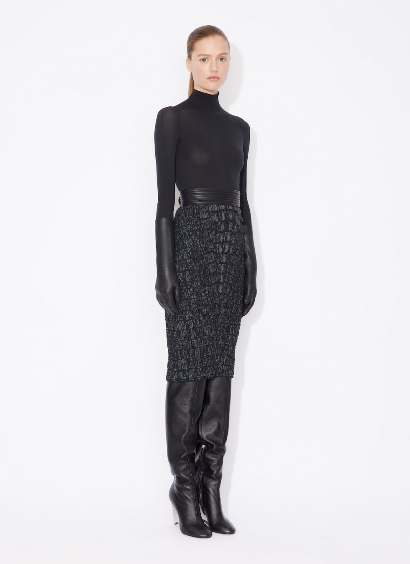 Black Women's Alaia Pencil Croco Skirts Canada | Y4C-1402