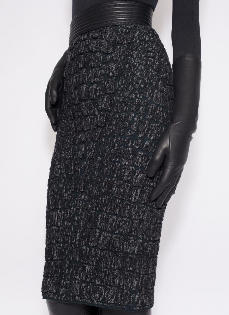 Black Women's Alaia Pencil Croco Skirts Canada | Y4C-1402