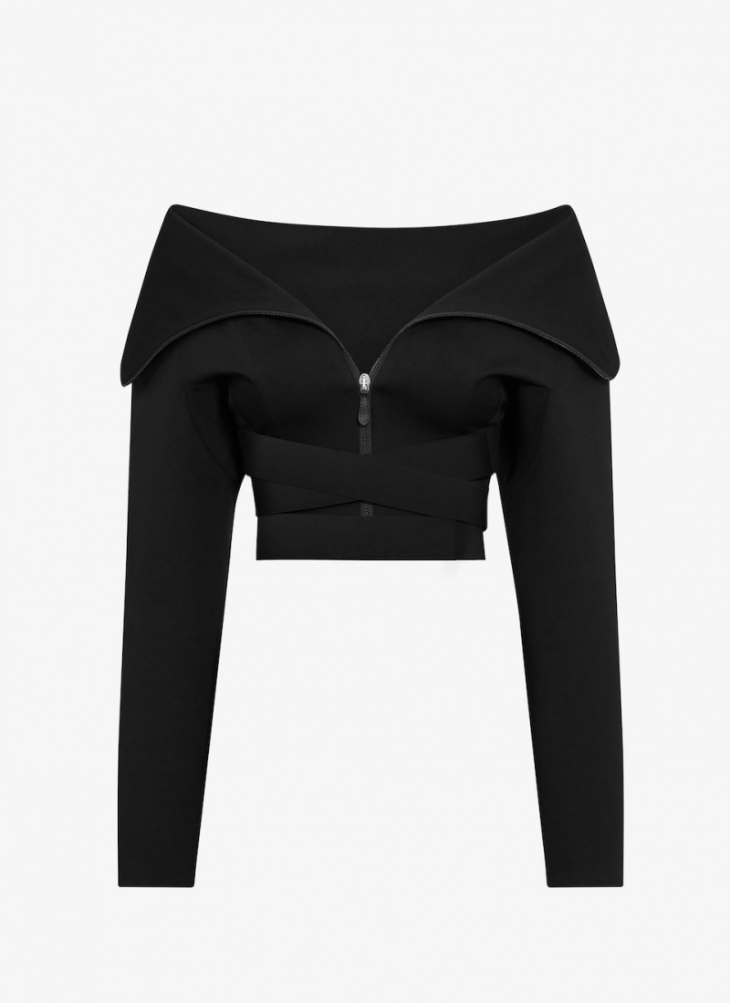 Black Women\'s Alaia Sculpting Jersey Jackets Canada | G9B-8600