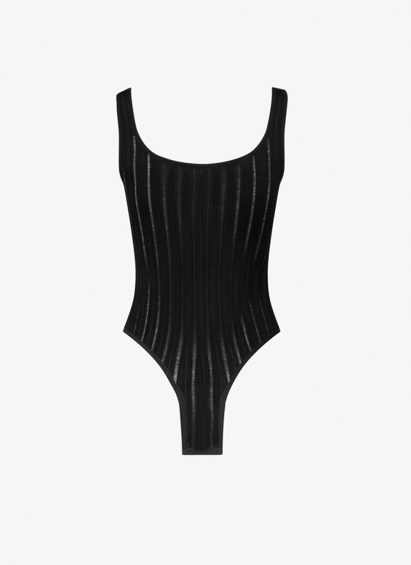 Black Women's Alaia Shiny Crinoline Tank Body Bodysuits Canada | L8M-0254